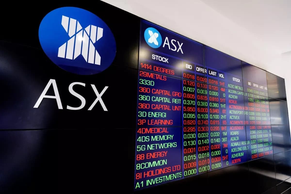 An ASX stock ticker board displaying live share prices