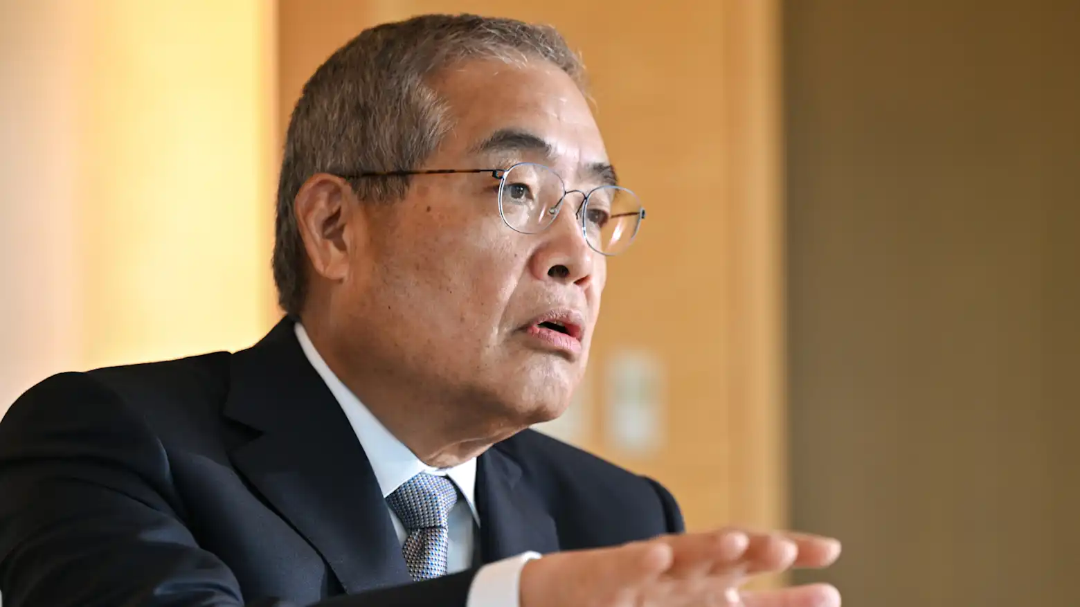 Katsuya Nakanishi, chief of Mitsubishi Corp, speaking during an interview
